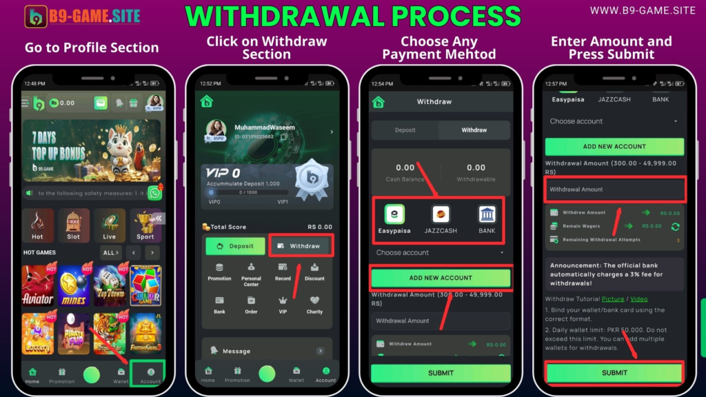 B9 Game Withdrawal Process